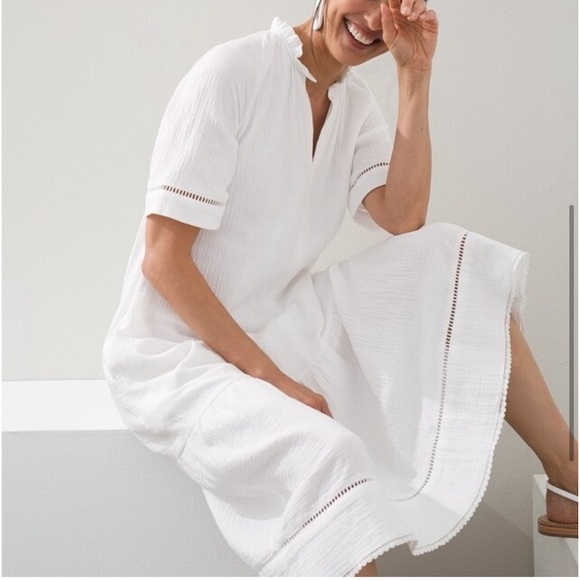 Chicos midi dress flutter sleeve white linen dress - NWT! - Picture 5 of 9